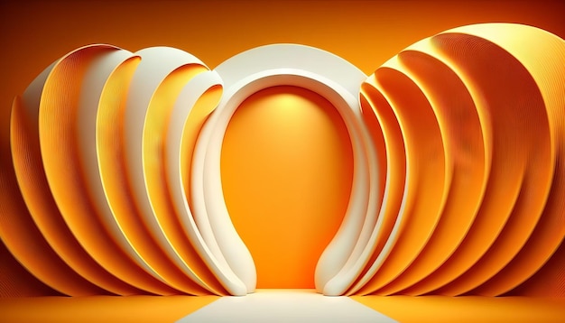 Orange soft pastel Curtain Stage Award Background Trophy on orange Carpet pastel Background Generative ai