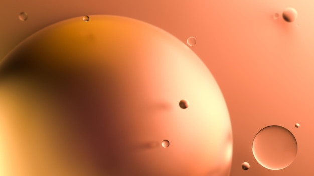 Orange spheres design Abstract metallic spheres and glass in bright orange color with blur 3D render