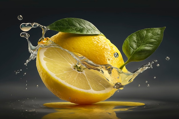 orange in a splash of water. concept healthy life and fresh food created with Generative AI technology