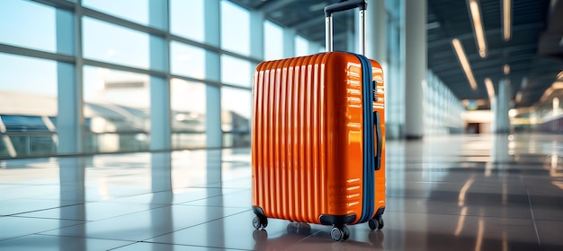 Orange suitcase at the airport