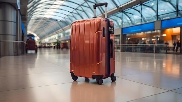 Orange suitcase at the airport