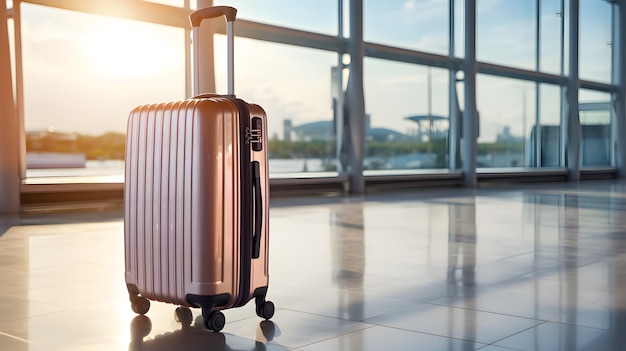 Orange suitcase at the airport