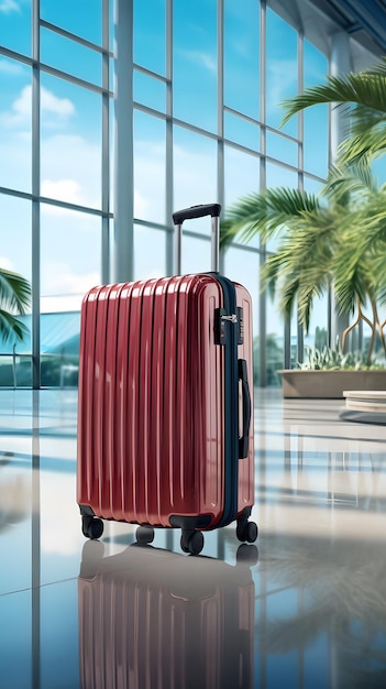 Orange suitcase at the airport