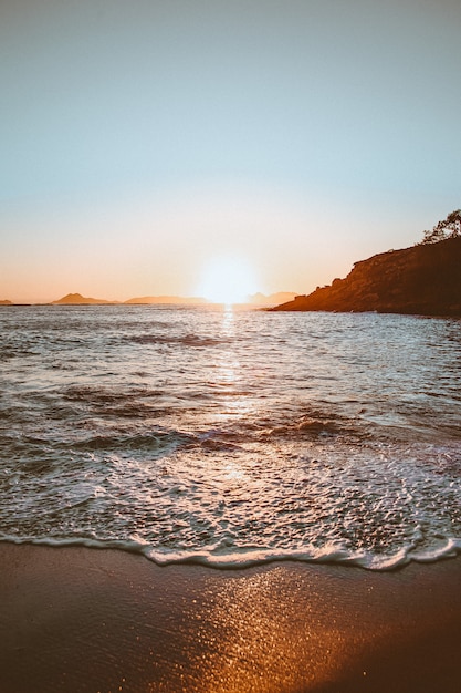 Orange sunset on the beach