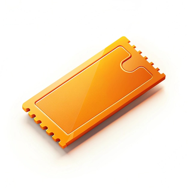 Photo orange ticket 3d illustration isolated on white background