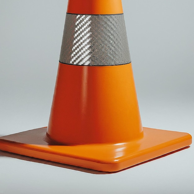 Photo a orange traffic cone with a silver band around the top