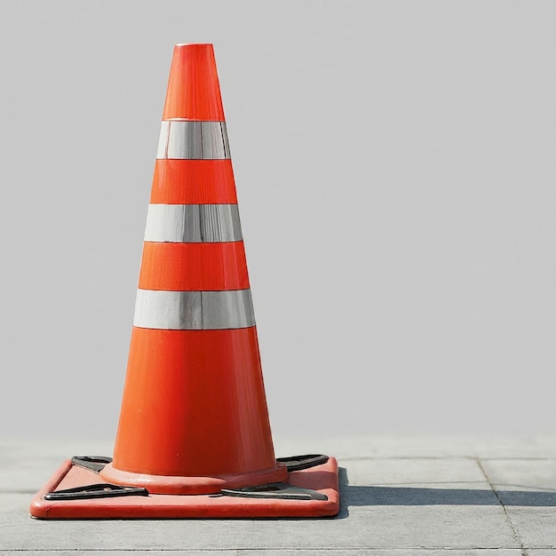 Photo a orange traffic cone with a white stripe on the bottom