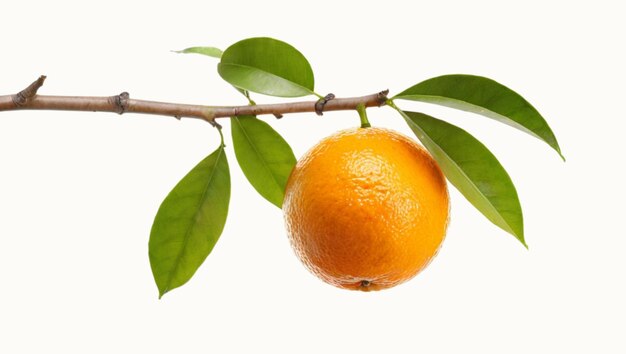 Photo orange on tree branch isolated on white background