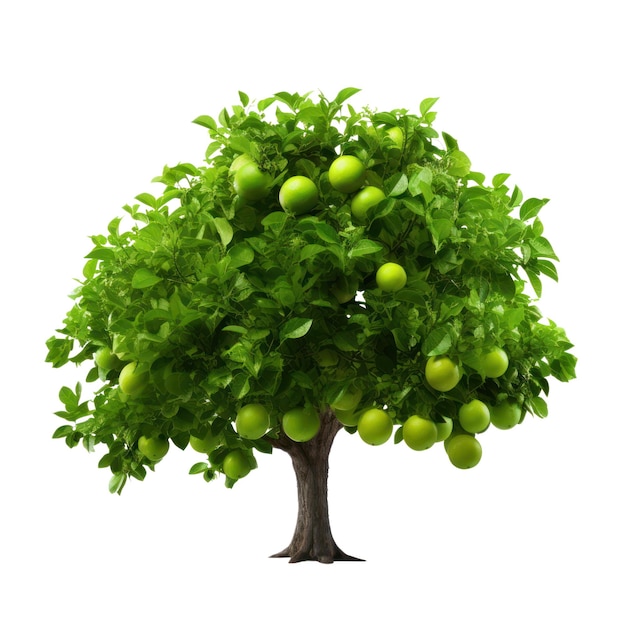 Orange tree isolated on white transparent background Ripe fruits and citrus green foliage