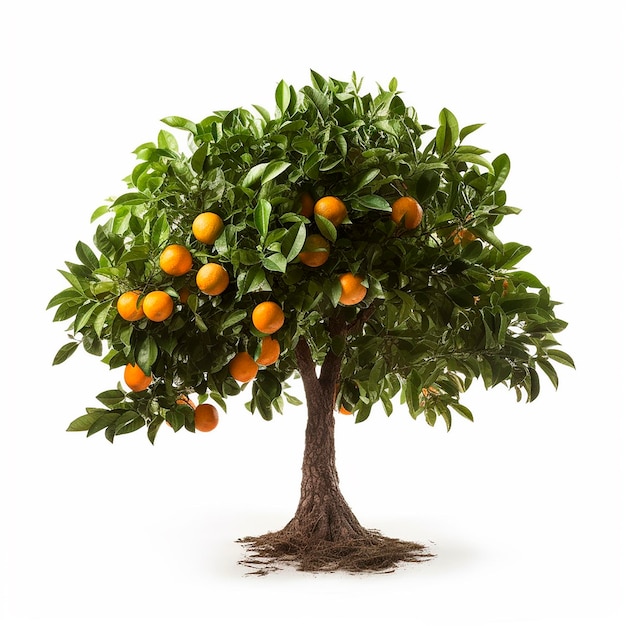 Orange tree up close and isolated on a white background orange tree with white background and leave