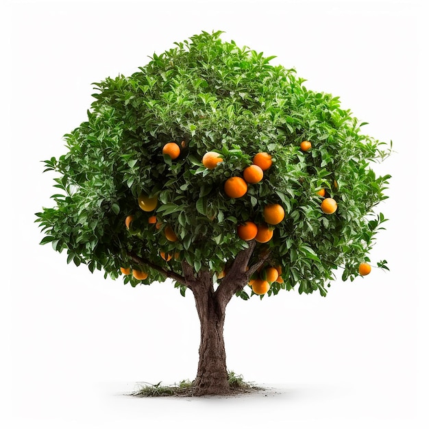 Orange tree up close and isolated on a white background orange tree with white background and leave