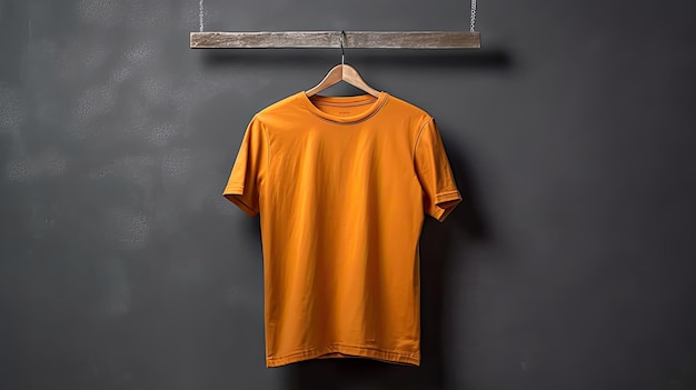 Orange tshirt on a hanger photo realistic illustration