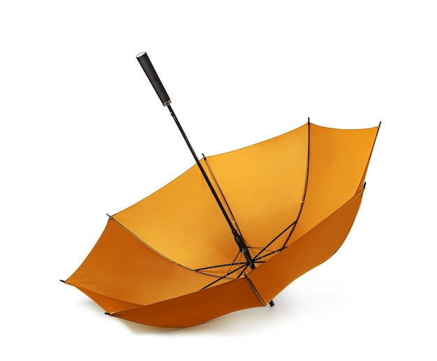 Orange umbrella on white background