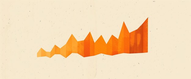 Photo an orange upwardsloping line graph with a steady climb against a light beige backdrop