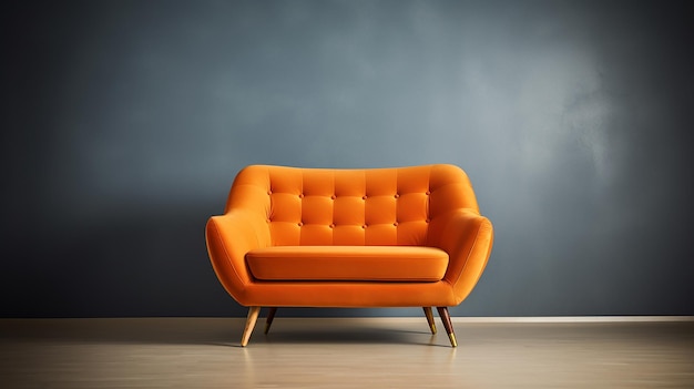 Orange Velvet Loveseat in Empire Style