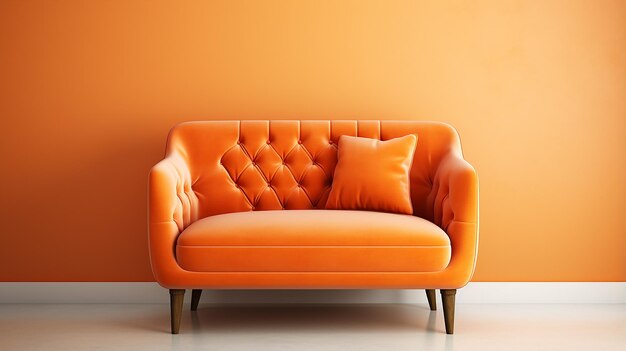 Photo orange velvet loveseat