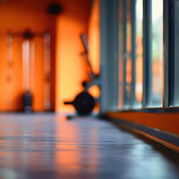 Photo an orange wall with a gym equipment in the background