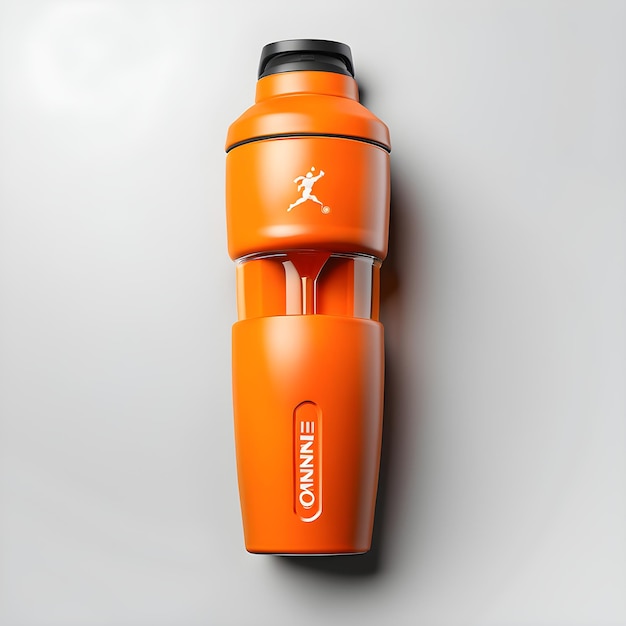 Orange Water Bottle Isolated On Gray Background 3D Illustration Mock Up