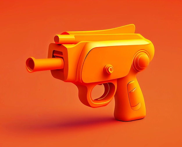 Orange water pistol on a red background