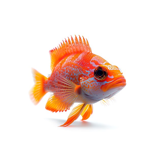 Orange and White Fish on White Background Generative AI