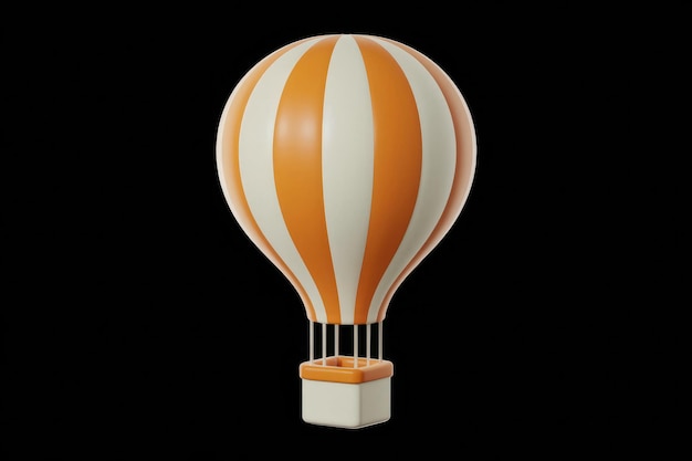 Orange And White Striped Hot Air Balloon Against Black Background