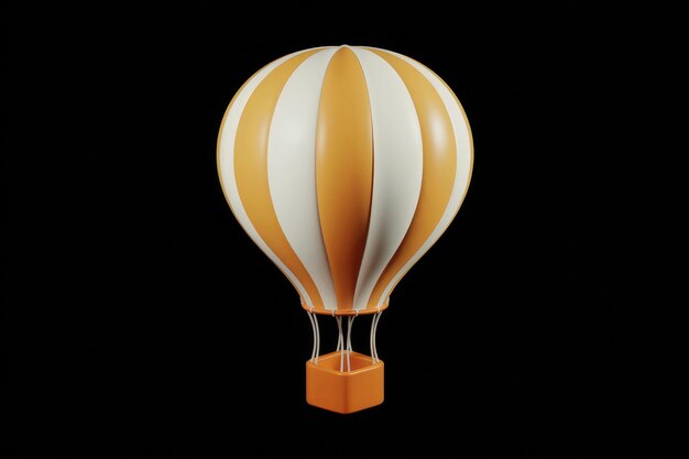 Orange And White Striped Hot Air Balloon Against Black Background