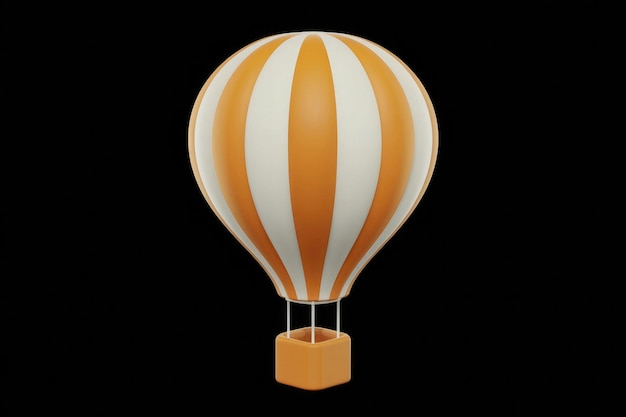 Orange And White Striped Hot Air Balloon Against Black Background