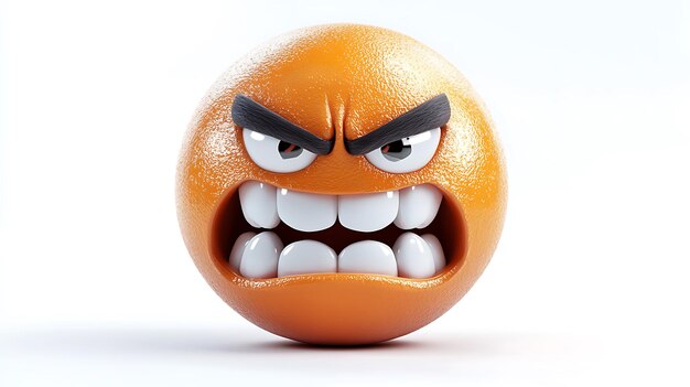 Photo an orange with an angry expression on its face