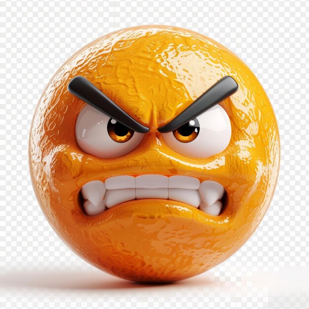 Photo an orange with an angry expression on its face