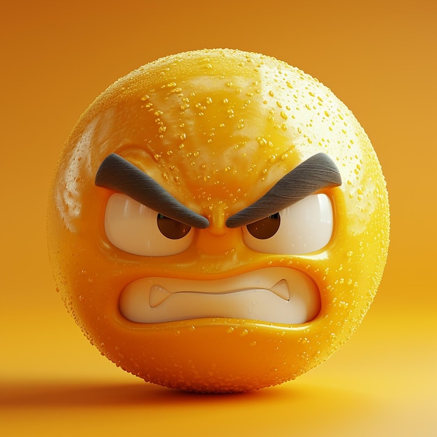 an orange with a angry face and angry angry expression