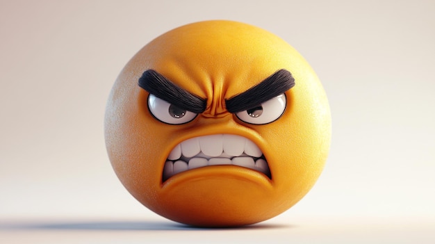 an orange with a black band on its head and the word angry