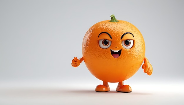 a orange with a face on it that says angry