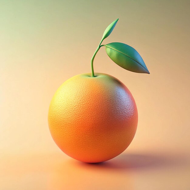 Photo an orange with a leaf on it is on a table