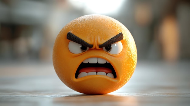 an orange with the word angry on it