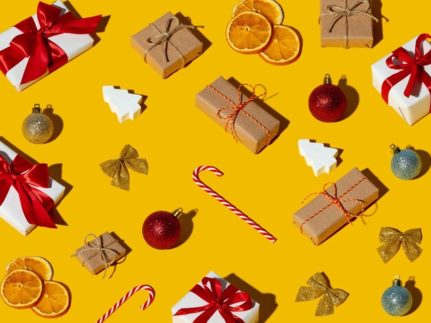 Orange xmas background handmade decor pattern