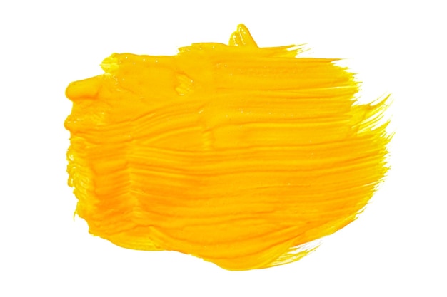 Orange yellow brush stroke isolated on white background. Orange abstract stroke. Colorful watercolor brush stroke.