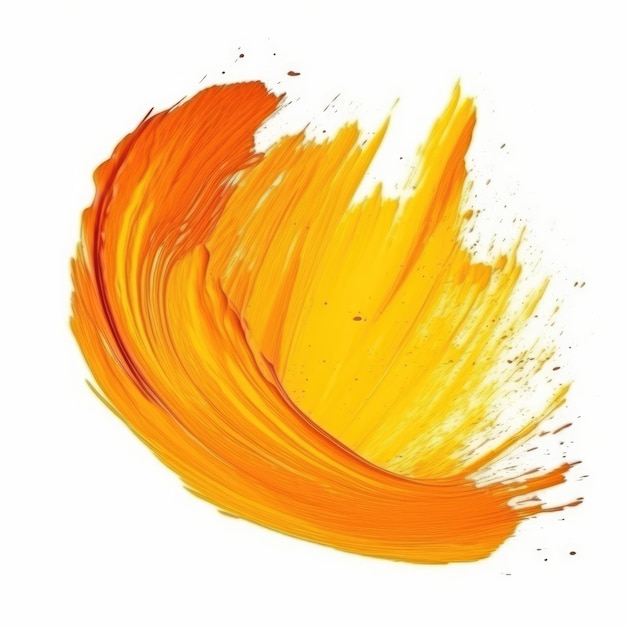 Orange yellow brush stroke isolated on white generative ai