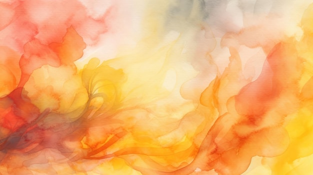 Orange and yellow watercolor background with a white background and a yellow and orange paint splashing.