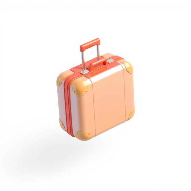 Photo orange yellow and white suitcase with a handle isolated on a white background