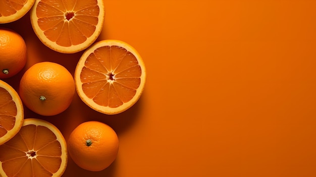 Oranges on a bright orange background