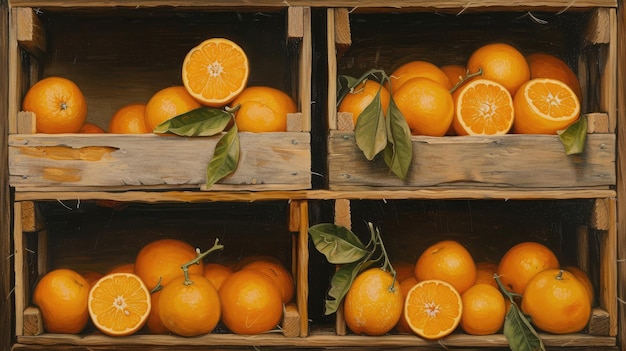 oranges in crates