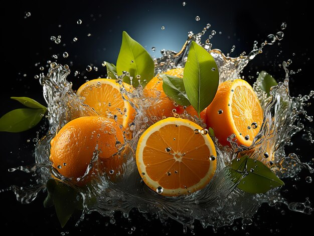 Oranges in water splash Generative AI