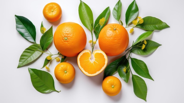 Oranges on white table