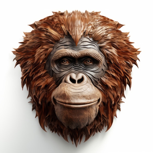 Orangutan 3d Model With Metal Texture On White Background