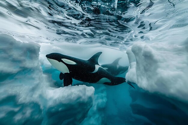 Photo orcas arctic breakthrough shattering the frozen expanse