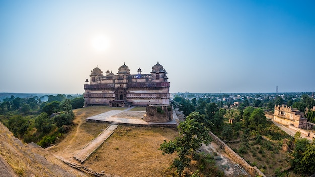 Orchha Palace, Madhya Pradesh. famous travel destination in India. Wide angle.