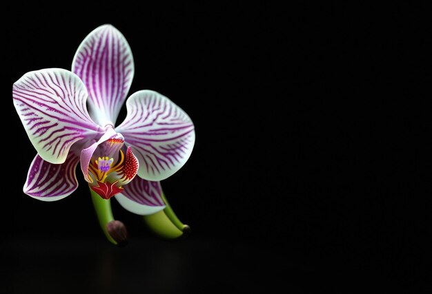 Orchid on a black background Generative AI