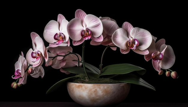 Orchid blossom elegance in nature fragility generated by artificial intelligence