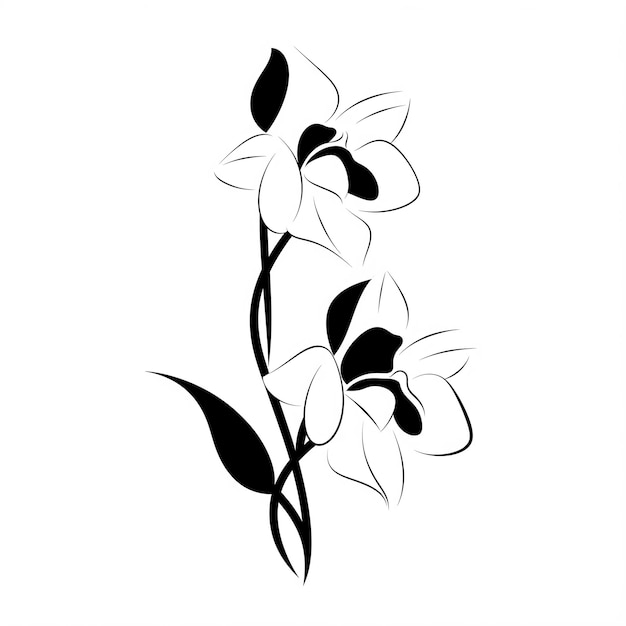 Orchid Flower Line Art