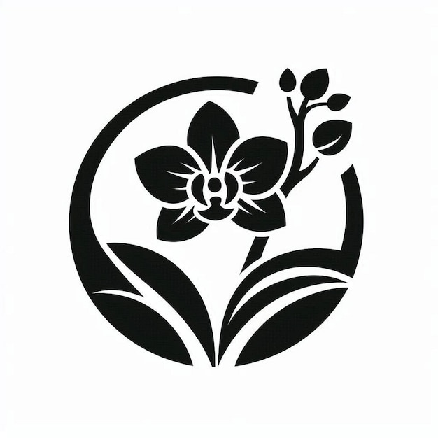 Orchid logo icon silhouette vector style with white background